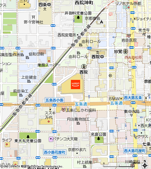 イオンスタイル京都五条付近の地図